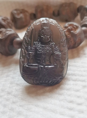 黑曜石不动尊菩萨吊坠生肖属鸡本命佛守护神不动明王挂件男女饰品