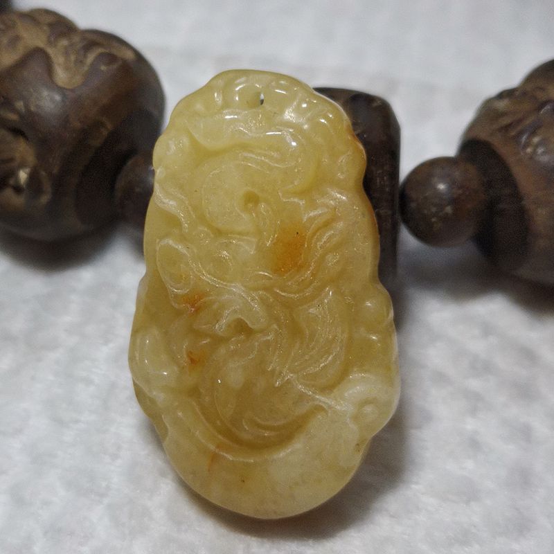 黄玉三合天乙贵人生肖龙吊坠男女生日礼物饰品玉石挂件项坠ya01a