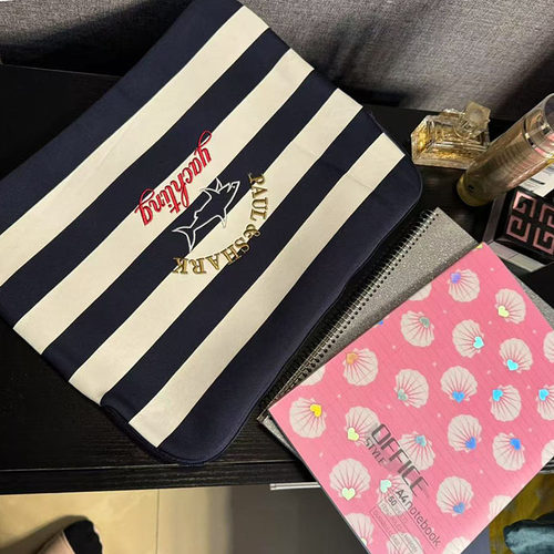 四件包邮出口尾货潜水料蓝白条16寸笔记本电脑内胆包A4文件收纳袋