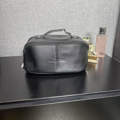四件包邮 出口尾货 黑色PU大容量对开手提化妆箱化妆包洗漱包