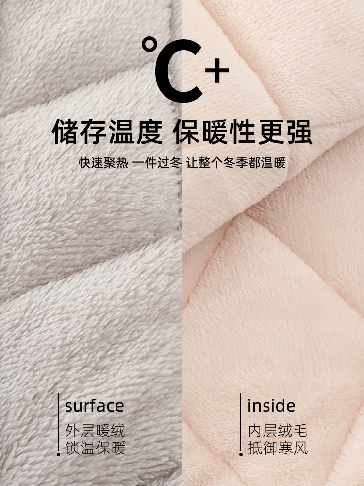 FENTEN KEAN DRESSING GOWN WOMENS WINTER THREE-LAYER THICKENED CORAL VELVET JACKET AND FLEECE FLANNEL LOUNGEWEAR