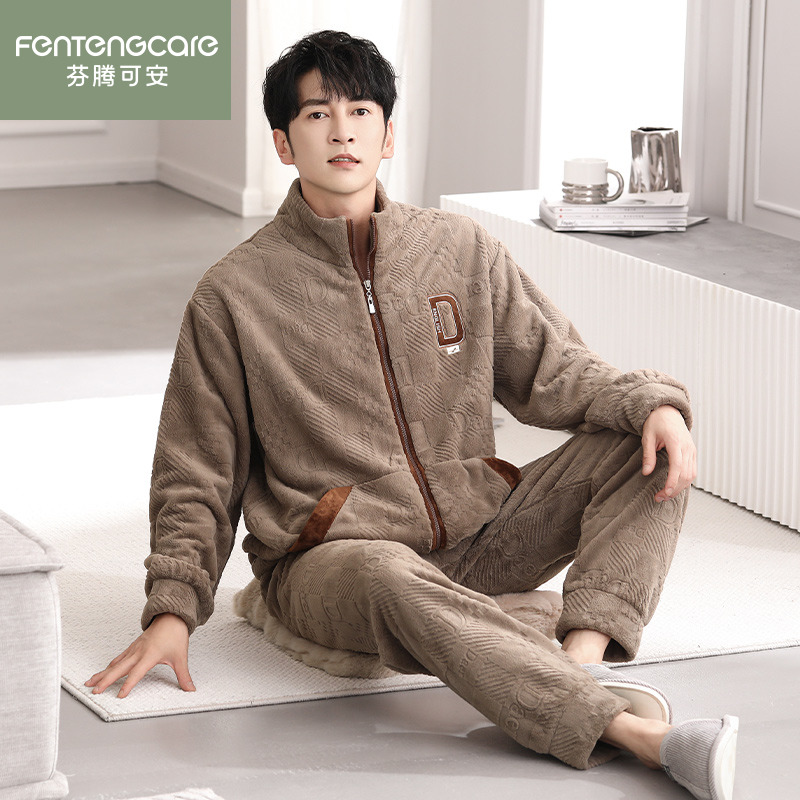 芬腾正品男士法兰绒可外穿家居服