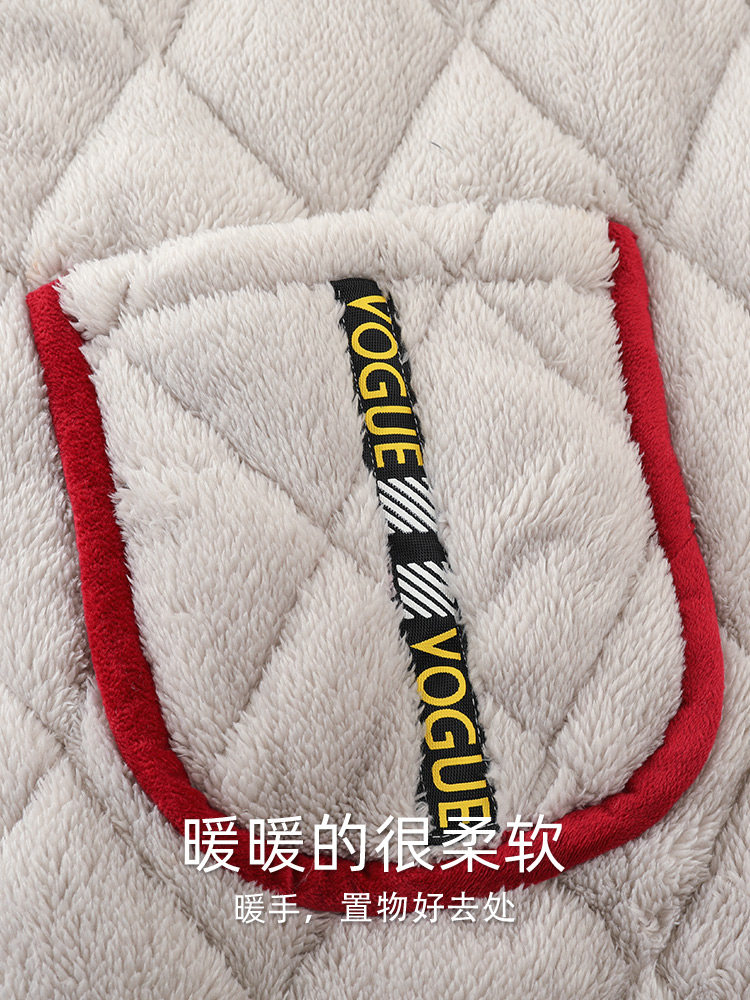 FENTEN KEAN DRESSING GOWN WOMENS WINTER THREE-LAYER THICKENED CORAL VELVET JACKET AND FLEECE FLANNEL LOUNGEWEAR