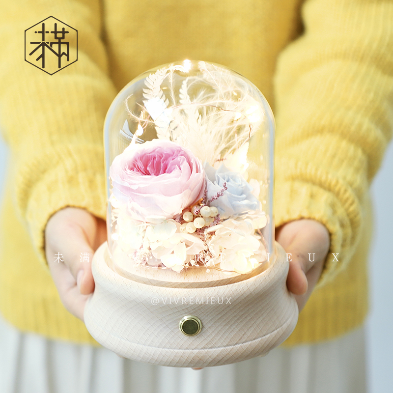 进口永生花手作玫瑰音乐盒蓝牙音箱高级感送男女友生日纪念乔迁礼