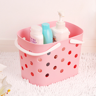麦宝隆圆洞手提篮/沐浴篮子/浴室收纳篮/洗澡洗漱篮  包邮