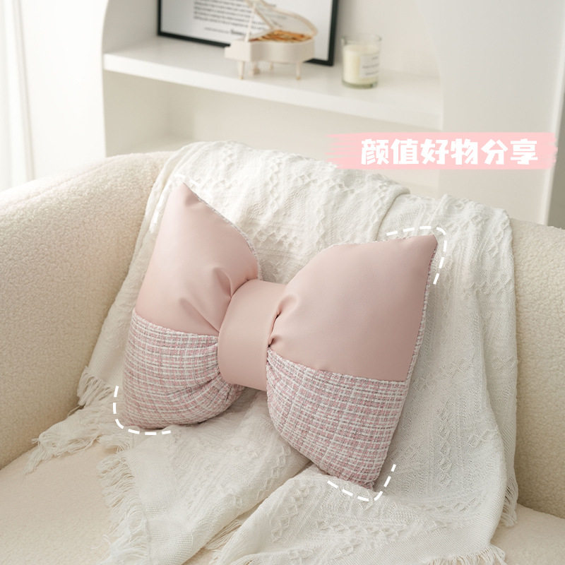 毛绒蝴蝶结小清新抱枕宿舍飘窗透气靠枕简约百搭沙发抱枕保暖靠垫,居家布艺,抱枕被,淘宝优惠券,粉丝福利购,淘宝优惠卷