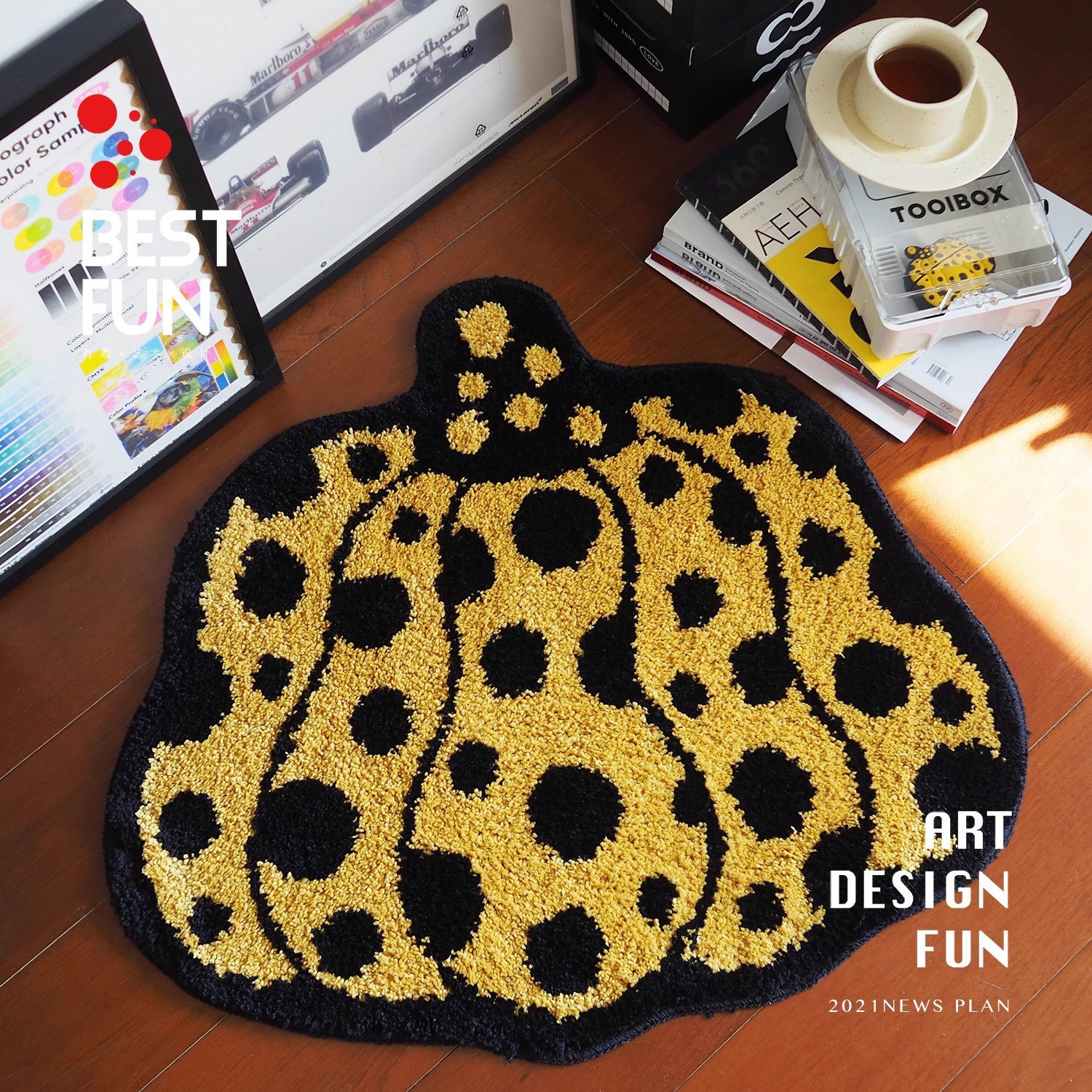 创意南瓜艺术植绒系列异形地垫ins现代卧室客厅茶几地毯防滑垫子