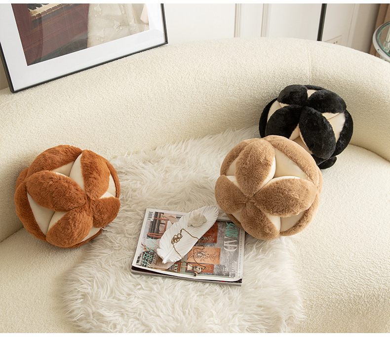 现代简约绣球抱枕圆形靠枕