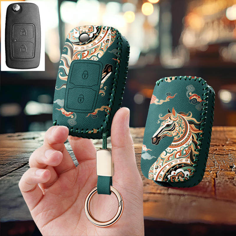 适用奇瑞风云2折叠e5老款a3瑞虎旗云2汽车钥匙套保护包壳扣女高级