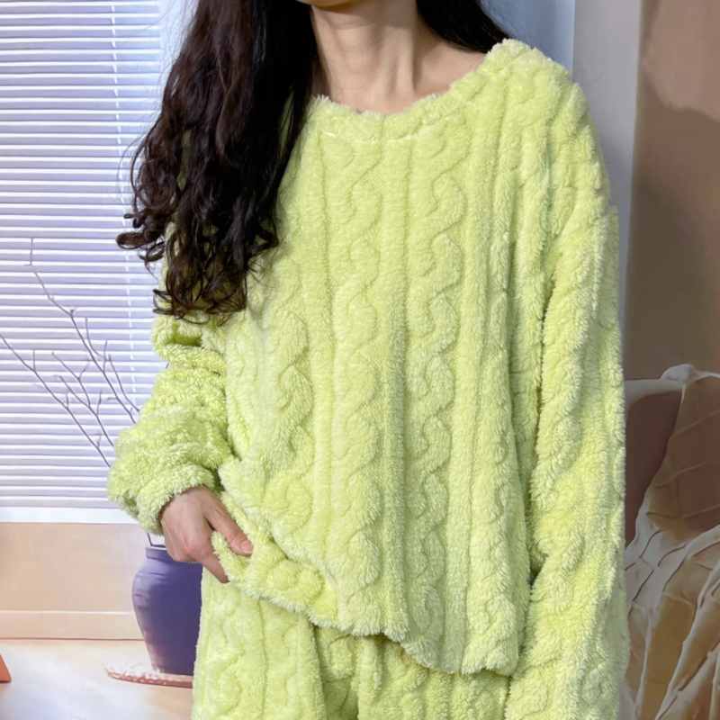 双面珊瑚绒暖暖睡衣睡裤外穿家居