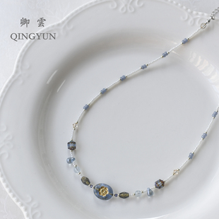 卿云原创设计感古着手工串珠锁骨链复古气质捷克珠小清新项链女潮