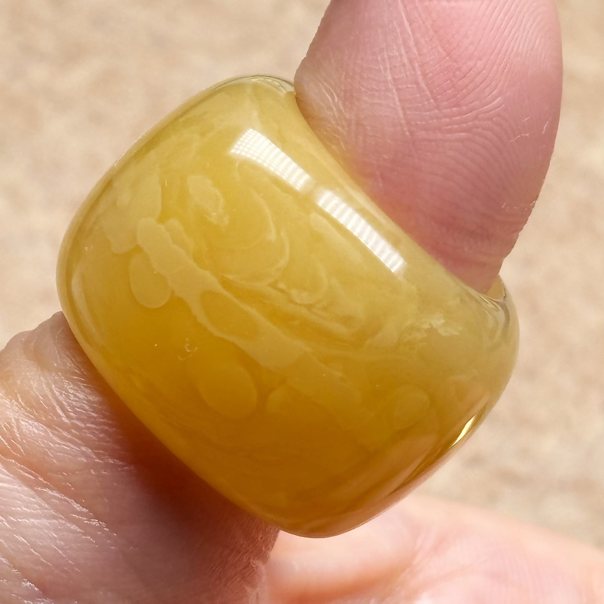天然蜜蜡超宽版扳指指环子母扣全品手工无瑕俄料原矿鸡油黄无优化