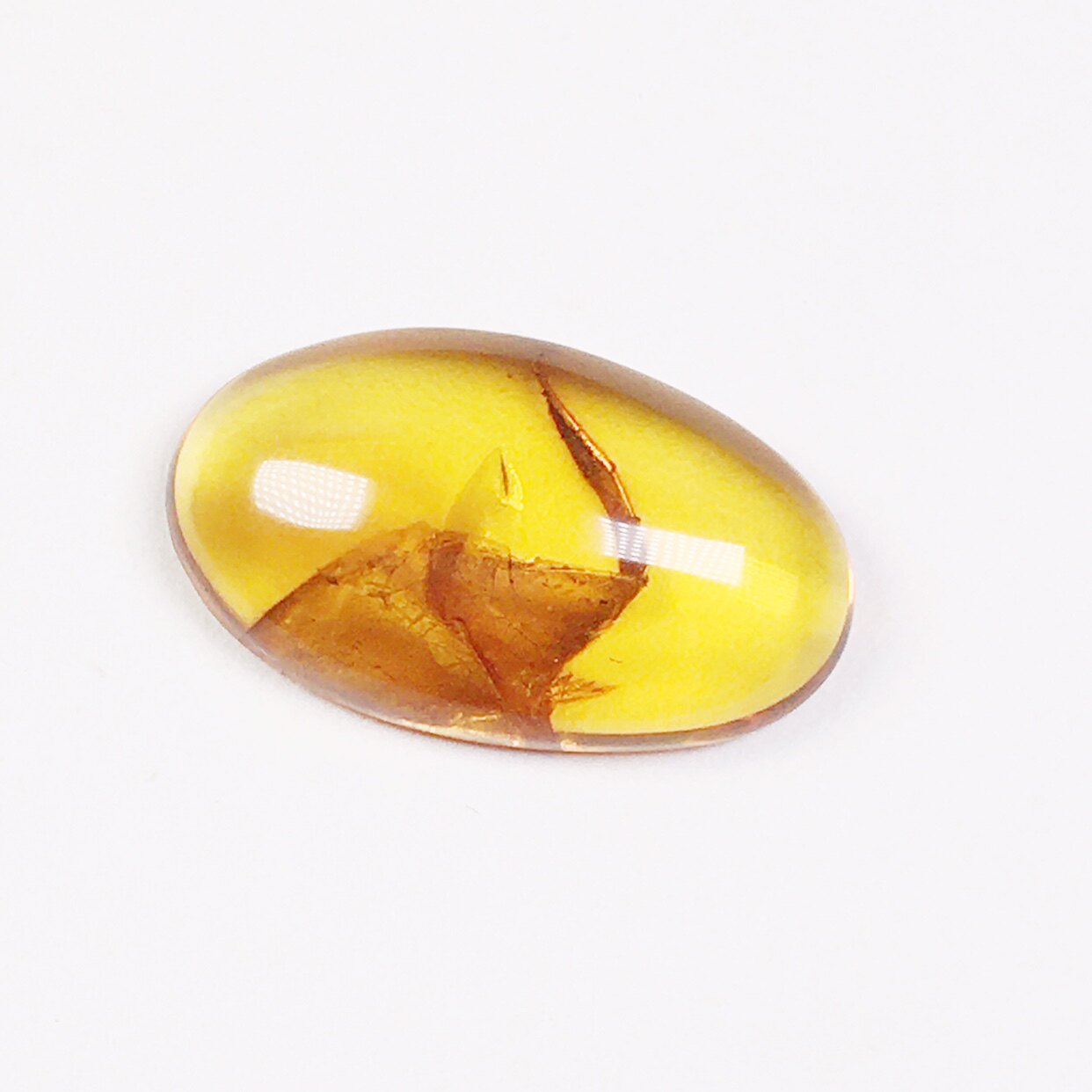 0068精品植物珀蛋面 净水金珀底 28/16/7毫米 镶嵌金还是银都可
