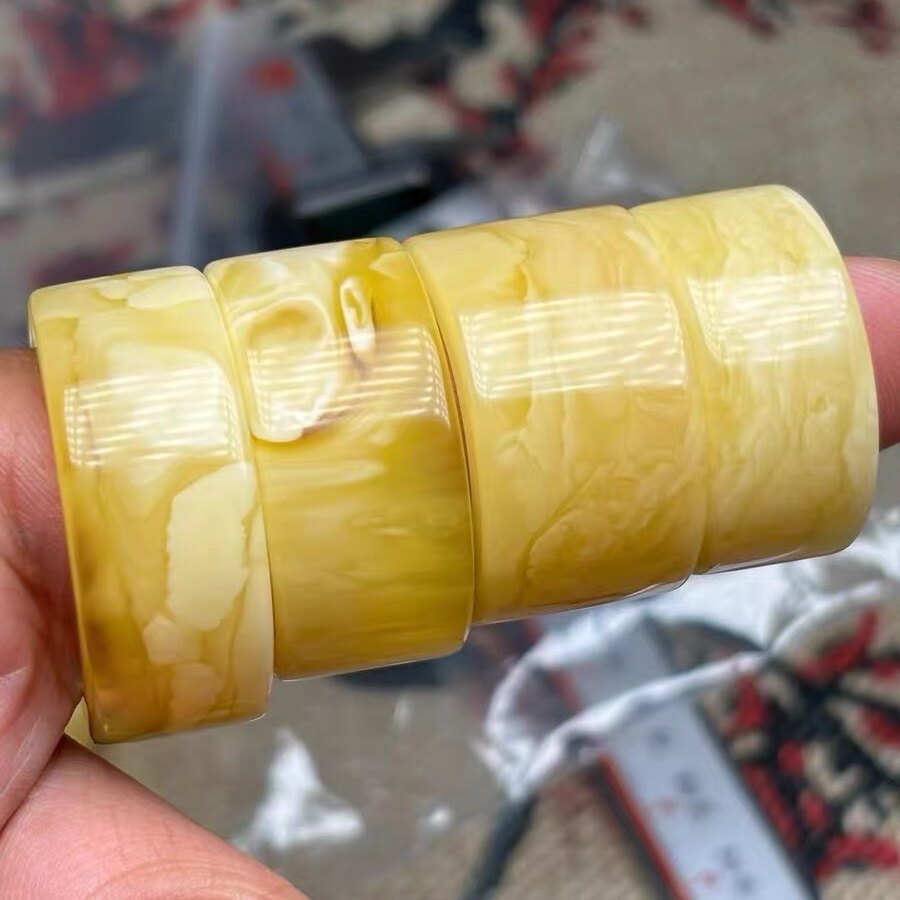 波罗的海蜜蜡扳指俄料妖花圈口可定制精工全品无瑕疵蜜蜡扳指
