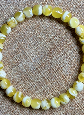 天然俄料金瓷白蜜蜡7.3/6.7毫米精工颗颗全品妖白原矿无优化保真