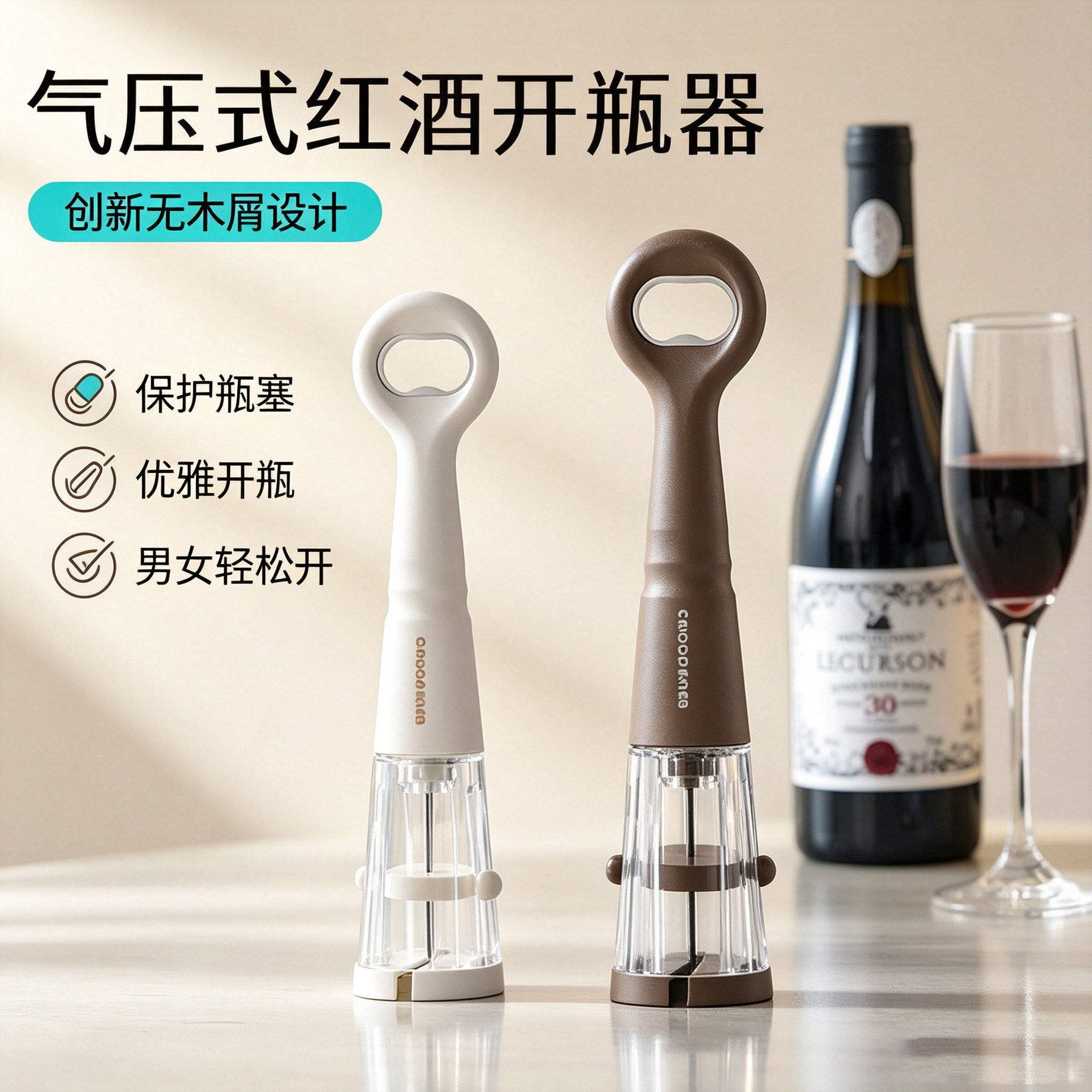 爱家家居二合一红酒开瓶器气压式家用多功能葡萄酒啤酒开瓶盖起