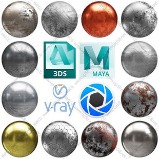 3dmax C4D KeyShot Maya VRay OC金属3D材质4K高清无缝贴图素材库