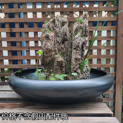 景德镇陶瓷浅花盆纯黑色特价包邮