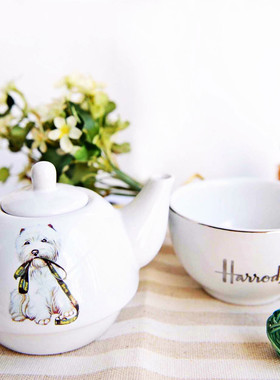 英国哈罗斯陶瓷harrods茶具小狗熊套装马克杯情侣杯咖啡杯茶壶