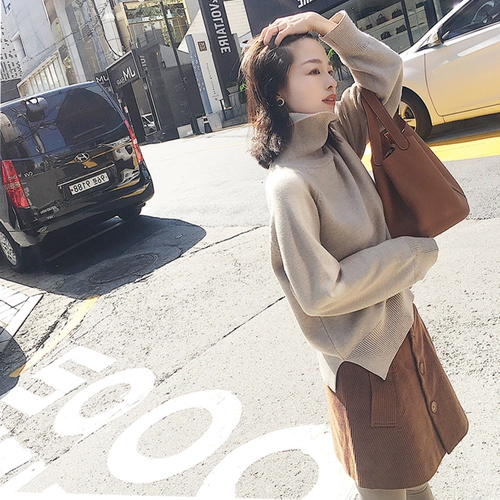 Ретро элегантная шерстяная трикотажная цветная рубашка, свитер