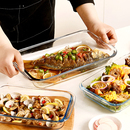 玻璃大烤盘可蒸鱼盘微波炉烤箱加热专用菜盘家用耐高温餐盘子器皿