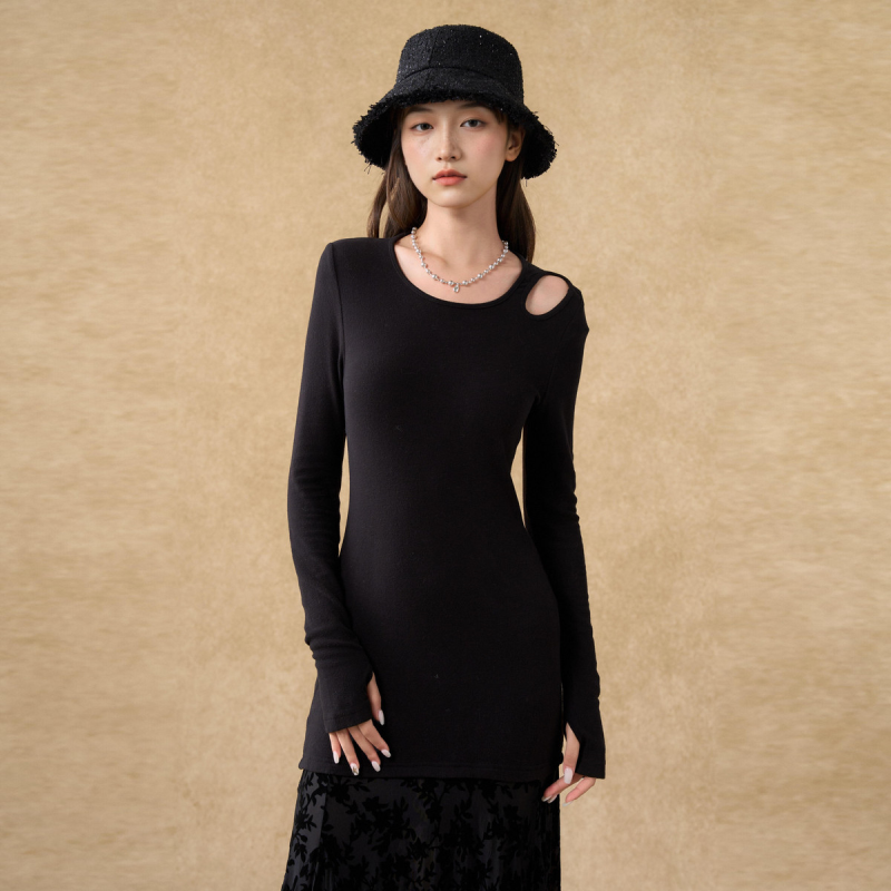 西町村屋拼接设计收腰连衣裙女装秋冬气质复古裙子商场同款