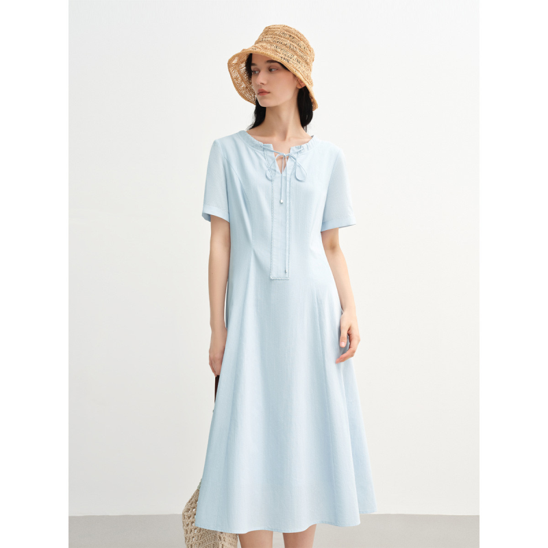 独束大码女装盐系通勤连衣裙2025夏季穿搭气质法式胖mmA字裙