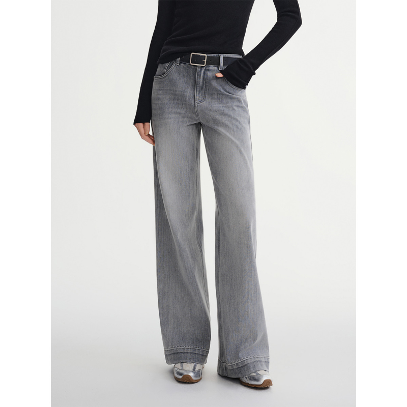 独束大码女装【复古回潮】完美弹高腰直筒牛仔裤2025冬季长裤子