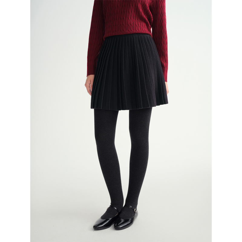 独束大码女装【格雷学院】高腰显瘦半裙2025冬A字百褶裙短裙