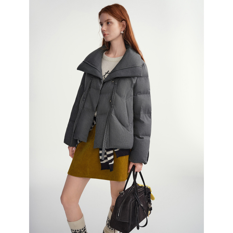 独束大码【芝麻奶豆】宽松设计感羽绒服女冬季短款面包服鸭绒外套