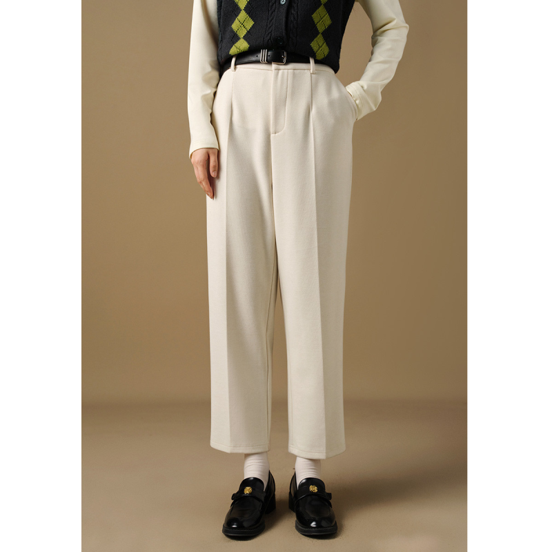 独束大码女装气质通勤休闲裤秋装高腰显瘦微胖MM锥型裤双色裤子