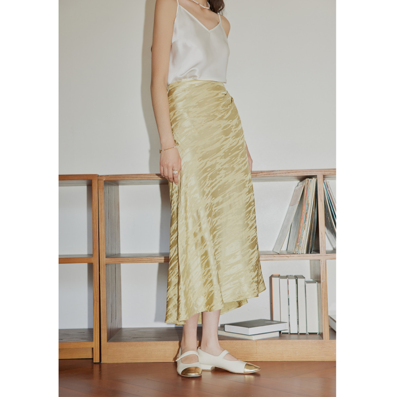 独束大码【黑标系列】醋酸提花轻奢半身裙春季A字裙女