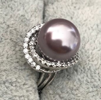 天然南洋金珠海水珍珠戒指饰品