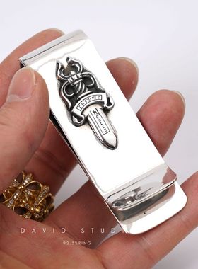 David studio925纯银 复古做旧宝剑圣剑款 男女钱夹票现金 潮流