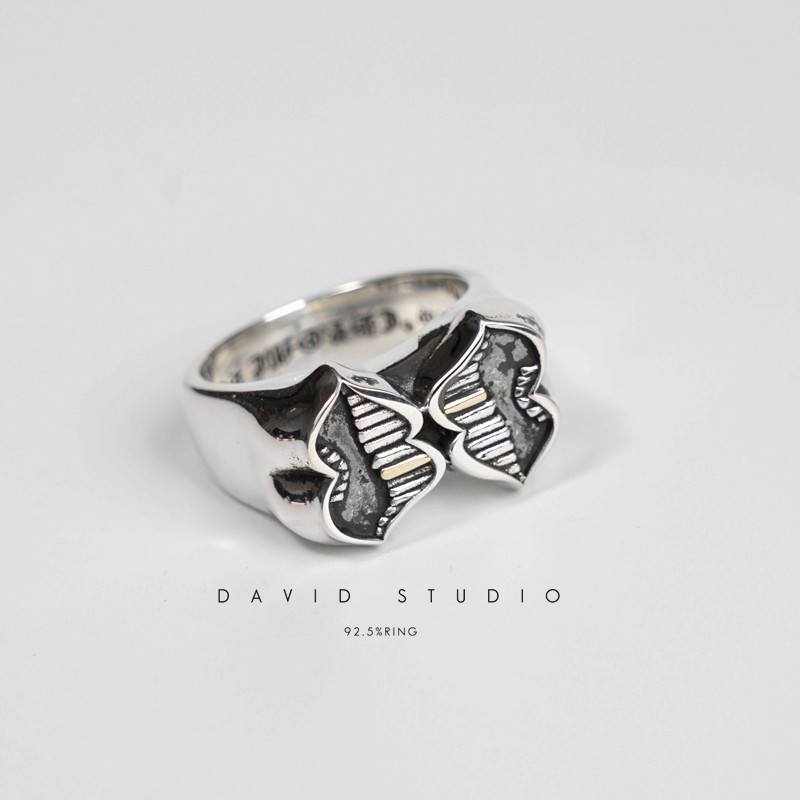 david情侣925纯银欧美嘴巴戒指图片