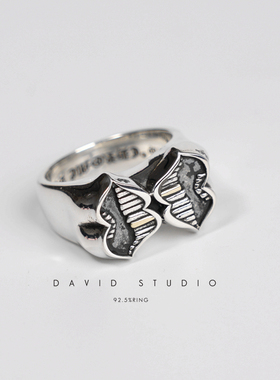 david情侣925纯银欧美嘴巴戒指