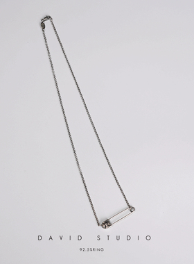 david 定制S925纯银别针固定项链 情侣男女款个性做旧十字架项链