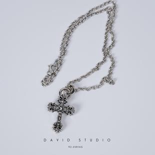 David studio925纯银火焰中号十字架权志龙 罗志祥同款情侣项链