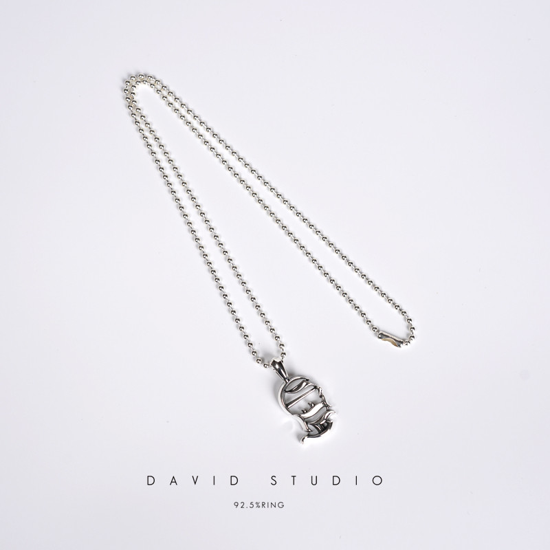 david纯银925纯银ch做旧个性百搭情侣项链 圆珠ins同款女款项链图片