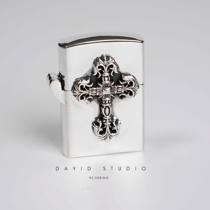 david S925纯银 定制高逼格潮流做旧滚轮打火机 防风煤油打火机