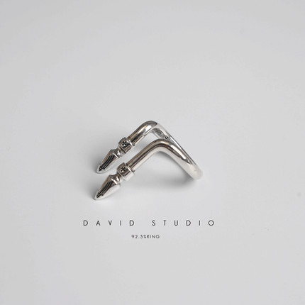 david 定制纯银S925情侣开口子弹戒指 食指指环 潮流个性对戒