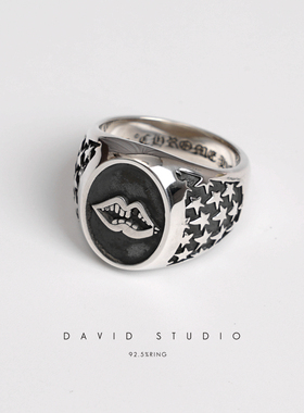 david全手工925纯银朋克情侣戒指