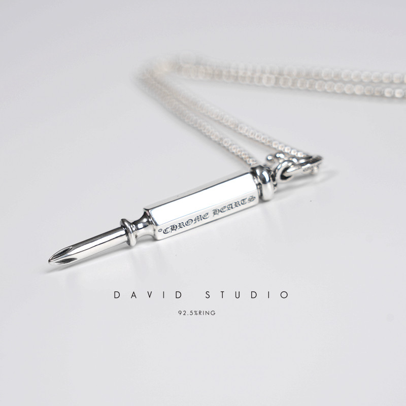 david纯银925纯银实心做旧个性百搭情侣螺丝刀项链 情侣男女款图片