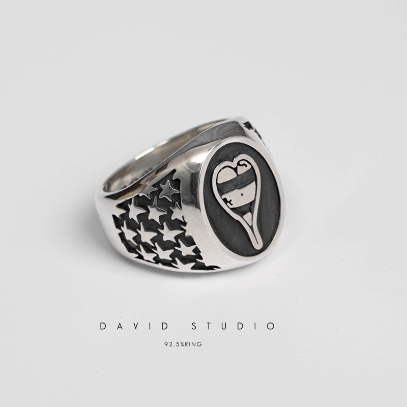 david全手工s925纯银情侣对戒图片