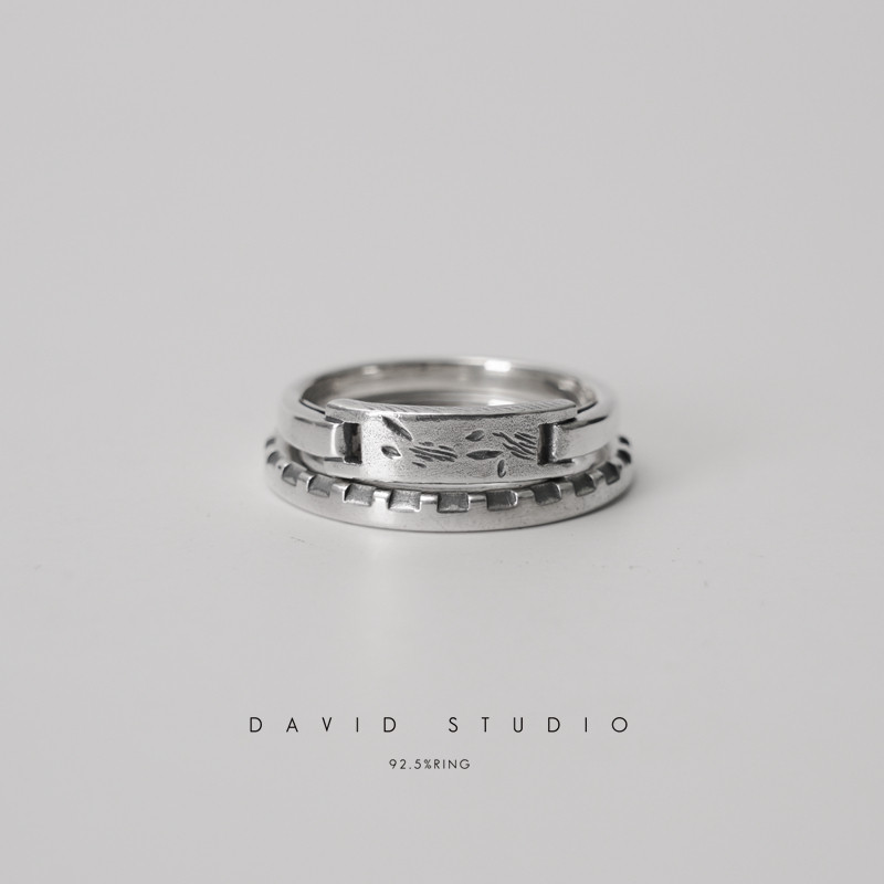 davidstudio齿轮做旧暗黑戒指图片