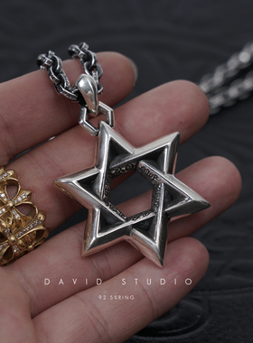 davidstudio925纯银六芒星项链