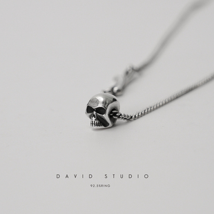 David studio手工打造mini骷髅头项链925银werkstatt munchen设计