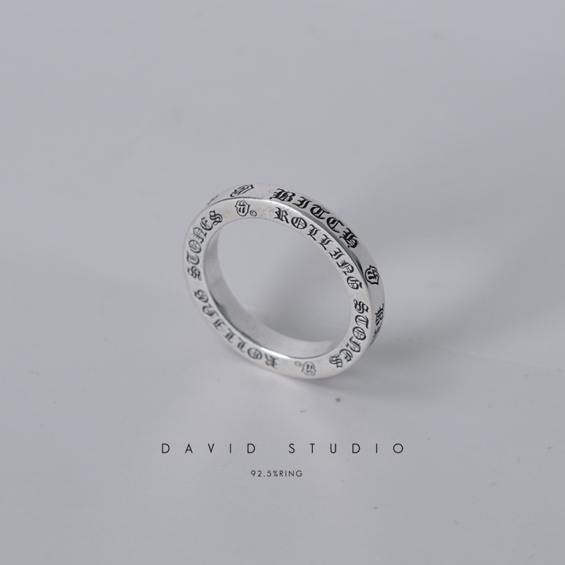 David studio925纯银滚石做旧吐舌头小号十字架gd情侣男女戒指-封面