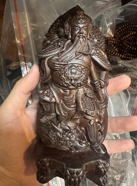 沉香木雕刻关公摆件实木关帝圣君神像纯木关羽关二爷佛像开业送礼