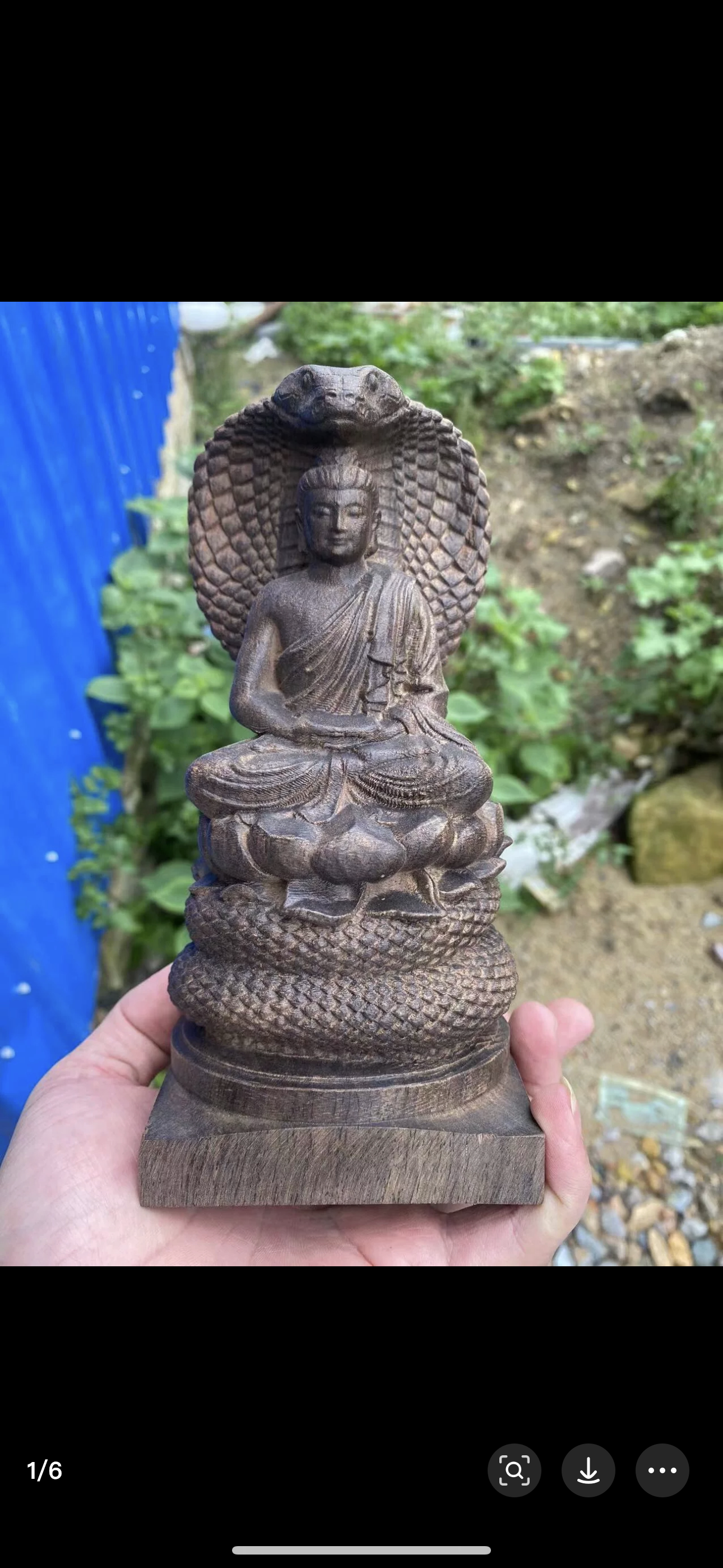 越南沉香木雕蛇护佛陀大日如来摆件家居供奉释迦牟尼佛装饰保平安